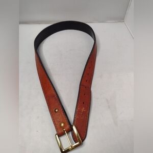 Yoder Leather Company Mens Bison Leather Brown Western Belt 34 Thick B25